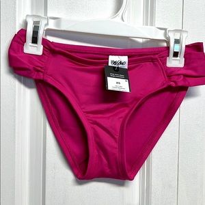 Mossimo Fuchsia Pink Wide Sides Hipster Bikini Bottom JR Size XS NWT